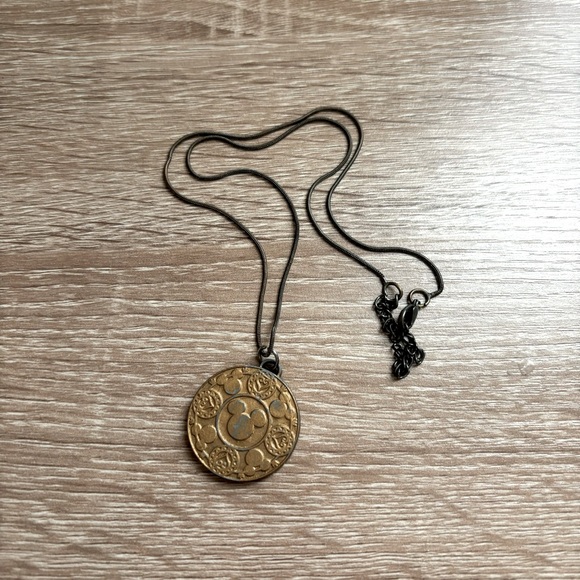 Disney Bronze Mickey Mouse Round Pendant Chain Necklace - Picture 3 of 5